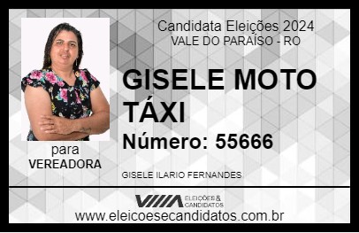 Candidato GISELE MOTO TÁXI 2024 - VALE DO PARAÍSO - Eleições