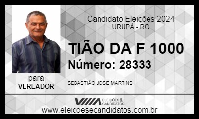 Candidato TIÃO DA F 1000 2024 - URUPÁ - Eleições