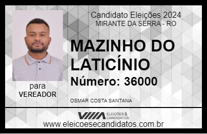 Candidato MAZINHO DO LATICÍNIO 2024 - MIRANTE DA SERRA - Eleições