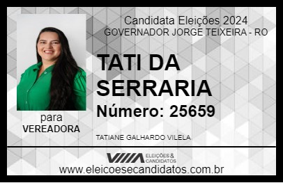 Candidato TATI DA SERRARIA 2024 - GOVERNADOR JORGE TEIXEIRA - Eleições