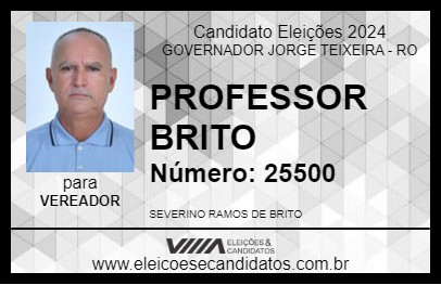 Candidato PROFESSOR BRITO 2024 - GOVERNADOR JORGE TEIXEIRA - Eleições