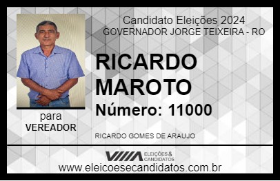 Candidato RICARDO MAROTO 2024 - GOVERNADOR JORGE TEIXEIRA - Eleições