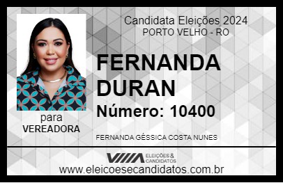 Candidato FERNANDA DURAN 2024 - PORTO VELHO - Eleições