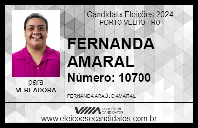 Candidato FERNANDA  AMARAL 2024 - PORTO VELHO - Eleições