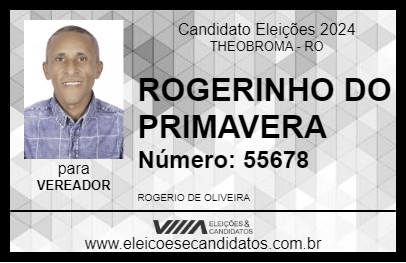 Candidato ROGERINHO DO PRIMAVERA 2024 - THEOBROMA - Eleições