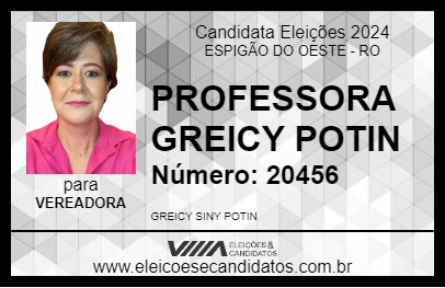 Candidato PROFESSORA GREICY POTIN 2024 - ESPIGÃO DO OESTE - Eleições