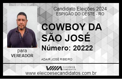 Candidato COWBOY DA SÃO JOSÉ 2024 - ESPIGÃO DO OESTE - Eleições