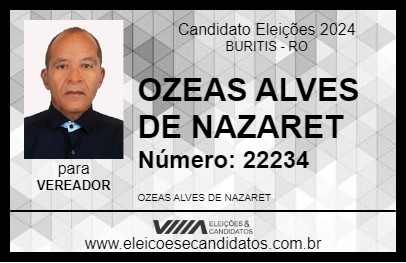 Candidato OZEAS ALVES DE NAZARET 2024 - BURITIS - Eleições