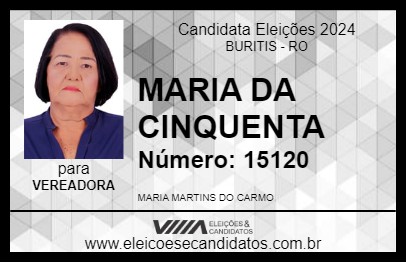 Candidato MARIA DA CINQUENTA 2024 - BURITIS - Eleições