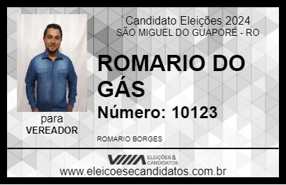 Candidato ROMARIO DO GÁS 2024 - SÃO MIGUEL DO GUAPORÉ - Eleições