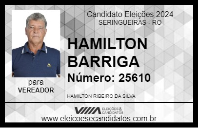 Candidato HAMILTON BARRIGA 2024 - SERINGUEIRAS - Eleições