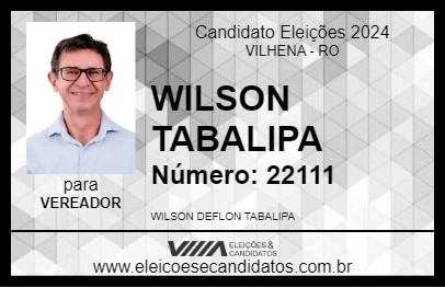 Candidato WILSON TABALIPA 2024 - VILHENA - Eleições