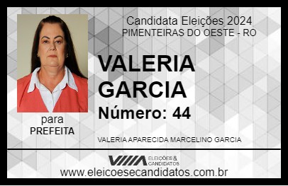 Candidato VALERIA GARCIA 2024 - PIMENTEIRAS DO OESTE - Eleições