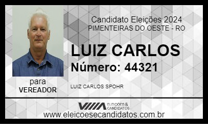 Candidato LUIZ CARLOS 2024 - PIMENTEIRAS DO OESTE - Eleições