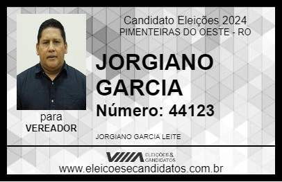 Candidato JORGIANO GARCIA 2024 - PIMENTEIRAS DO OESTE - Eleições