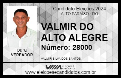 Candidato VALMIR DO ALTO ALEGRE 2024 - ALTO PARAÍSO - Eleições