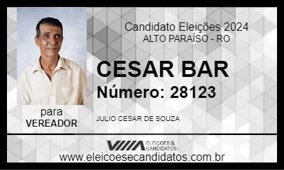 Candidato CESAR BAR 2024 - ALTO PARAÍSO - Eleições