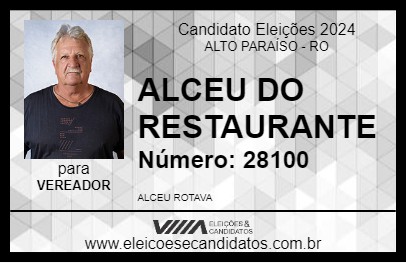 Candidato ALCEU DO RESTAURANTE 2024 - ALTO PARAÍSO - Eleições