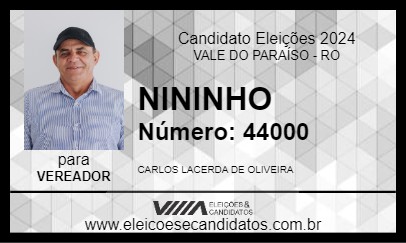 Candidato NININHO 2024 - VALE DO PARAÍSO - Eleições