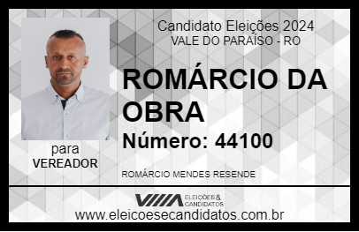 Candidato ROMÁRCIO DA OBRA 2024 - VALE DO PARAÍSO - Eleições