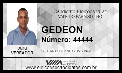 Candidato GEDEON 2024 - VALE DO PARAÍSO - Eleições