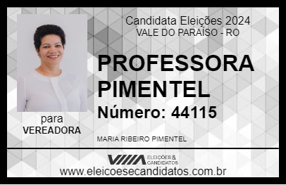 Candidato PROFESSORA PIMENTEL 2024 - VALE DO PARAÍSO - Eleições