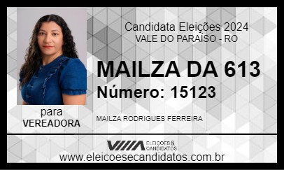 Candidato MAILZA DA 613 2024 - VALE DO PARAÍSO - Eleições