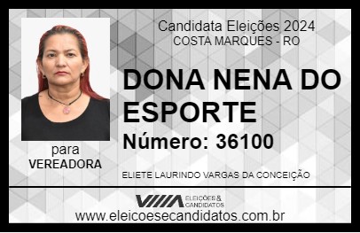 Candidato DONA NENA DO ESPORTE 2024 - COSTA MARQUES - Eleições