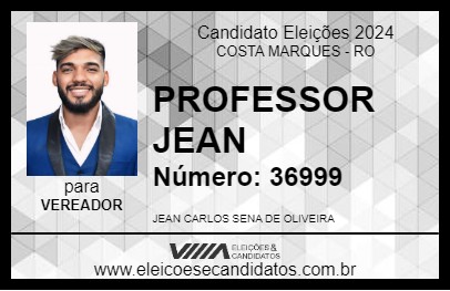 Candidato PROFESSOR JEAN 2024 - COSTA MARQUES - Eleições