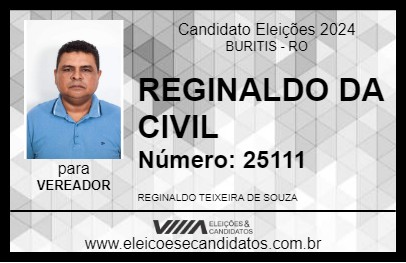 Candidato REGINALDO DA CIVIL 2024 - BURITIS - Eleições