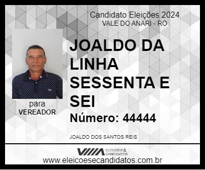 Candidato JOALDO DA LINHA SESSENTA E SEI 2024 - VALE DO ANARI - Eleições