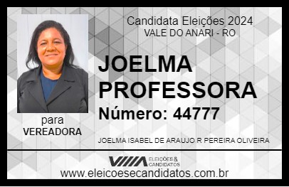 Candidato JOELMA PROFESSORA 2024 - VALE DO ANARI - Eleições