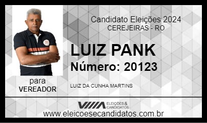 Candidato LUIZ PANK 2024 - CEREJEIRAS - Eleições