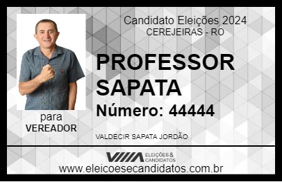 Candidato PROFESSOR SAPATA 2024 - CEREJEIRAS - Eleições