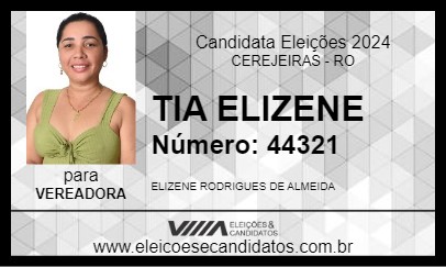 Candidato TIA ELIZENE 2024 - CEREJEIRAS - Eleições