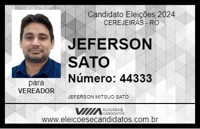 Candidato JEFERSON SATO 2024 - CEREJEIRAS - Eleições