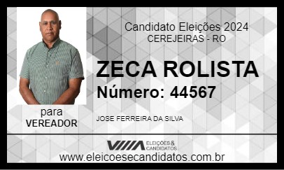 Candidato ZECA ROLISTA 2024 - CEREJEIRAS - Eleições