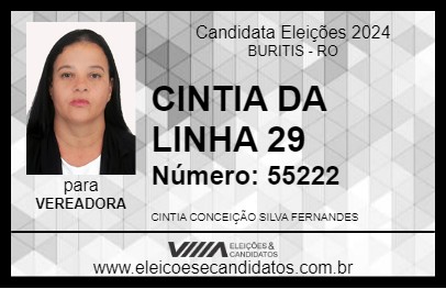 Candidato CINTIA DA LINHA 29 2024 - BURITIS - Eleições