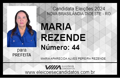 Candidato MARIA REZENDE 2024 - NOVA BRASILÂNDIA D\OESTE - Eleições