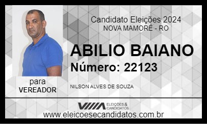 Candidato ABILIO BAIANO 2024 - NOVA MAMORÉ - Eleições