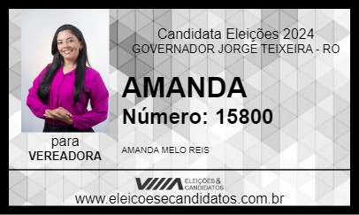 Candidato AMANDA 2024 - GOVERNADOR JORGE TEIXEIRA - Eleições