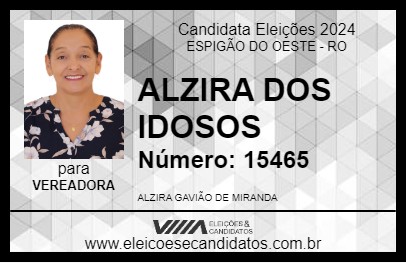 Candidato ALZIRA DOS IDOSOS 2024 - ESPIGÃO DO OESTE - Eleições