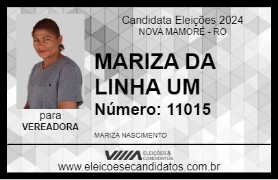 Candidato MARIZA DA LINHA UM 2024 - NOVA MAMORÉ - Eleições