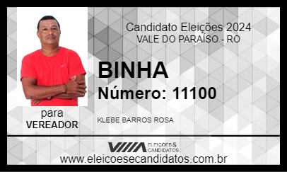 Candidato BINHA 2024 - VALE DO PARAÍSO - Eleições