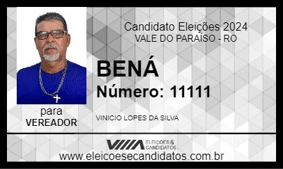 Candidato BENÁ 2024 - VALE DO PARAÍSO - Eleições