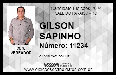 Candidato GILSON SAPINHO 2024 - VALE DO PARAÍSO - Eleições