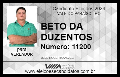 Candidato BETO DA DUZENTOS 2024 - VALE DO PARAÍSO - Eleições