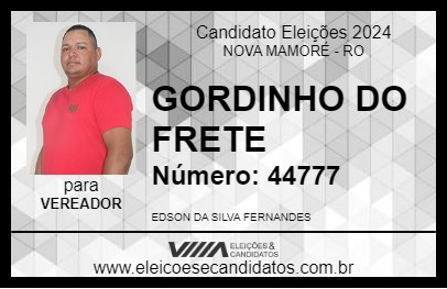 Candidato GORDINHO DO FRETE 2024 - NOVA MAMORÉ - Eleições