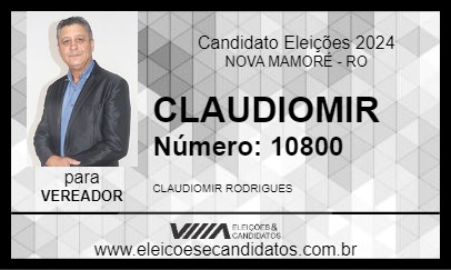 Candidato CLAUDIOMIR 2024 - NOVA MAMORÉ - Eleições