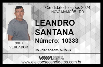 Candidato LEANDRO SANTANA 2024 - NOVA MAMORÉ - Eleições